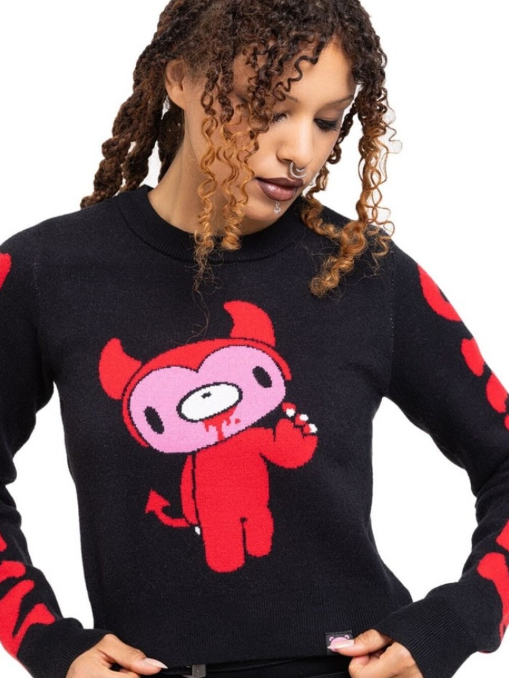 Killstar Black & Red Gloomy Bear Crewneck Sweater